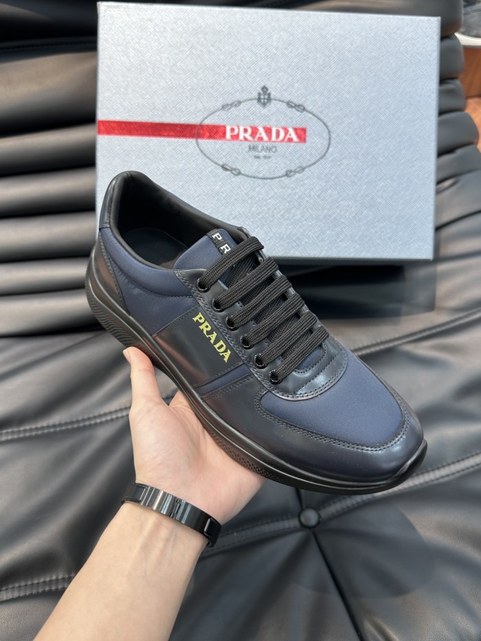 Prada Mens Shoes Casual Luxury Brand Breathable Sneakers with Original Box Downtown leather sneakers 2EE364_3LKG_F098Z with Original Box Whatsapp【+1-3239614486】