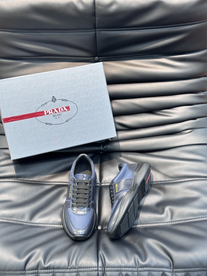 Prada Mens Shoes Casual Luxury Brand Breathable Sneakers with Original Box Downtown leather sneakers 2EE364_3LKG_F098Z with Original Box Whatsapp【+1-3239614486】