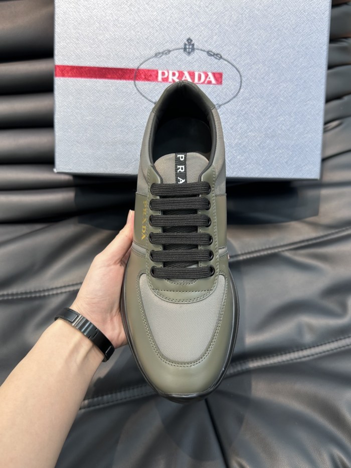Prada Mens Shoes Casual Luxury Brand Breathable Sneakers with Original Box Downtown leather sneakers 2EE364_3LKG_F098Z with Original Box Whatsapp【+1-3239614486】