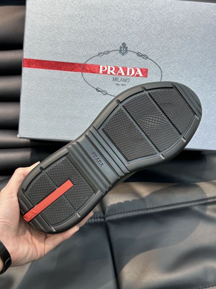 Prada Mens Shoes Casual Luxury Brand Breathable Sneakers with Original Box Downtown leather sneakers 2EE364_3LKG_F098Z with Original Box Whatsapp【+1-3239614486】