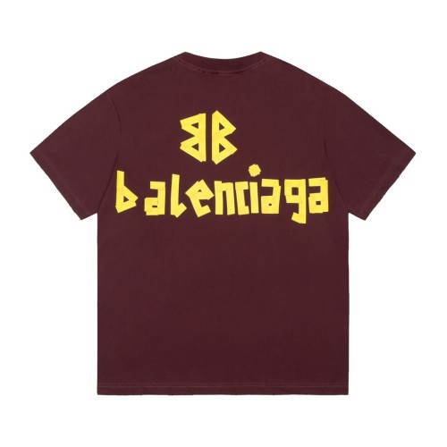 Balenciaga Luxury Brand Women Mens Short Sleeve T-Shirt TAPE TYPE T-SHIRT MEDIUM FIT IN DARK RED Whatsapp 【+1-3239614486】
