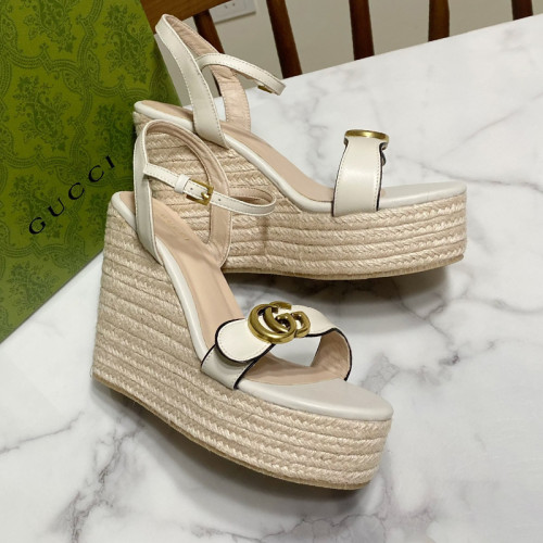 Gucci Womens Shoes Double G Espadrilles Luxury Brand Women's Open-Toe Platform Espadrille Designer Sandals 12cm Heels With Original Box Whatsapp【+1-3239614486】