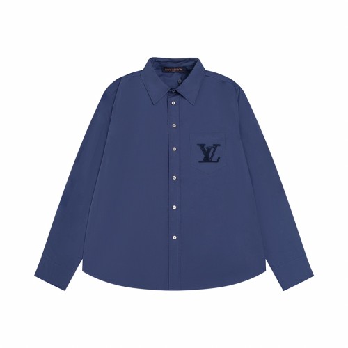 Louis Vuitton Mens Shirts Luxury Brand Mens Embroidered Long-Sleeved Cotton Shirt Top Quality Whatsapp 【+1-3239614486】