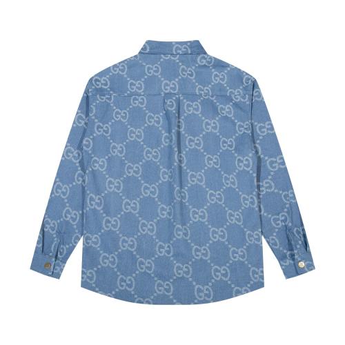 Gucci Mens Long Sleeve Shirts Luxury Brand Mens Denim Shirt Top Quality Whatsapp 【+1-3239614486】