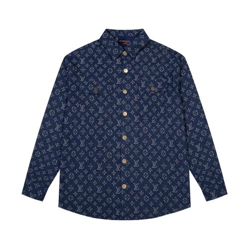 Gucci Mens Long Sleeve Shirts Luxury Brand Mens Denim Shirt Top Quality Whatsapp 【+1-3239614486】