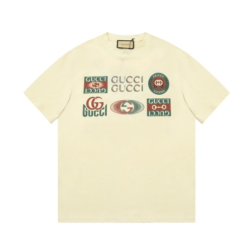 Gucci Luxury Brand Women Mens Short Sleeve T-Shirt COTTON JERSEY T-SHIRT WITH GUCCI PRINT Whatsapp 【+1-3239614486】