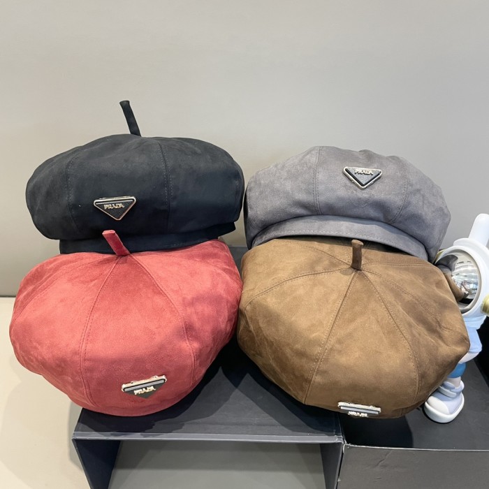 Prada Womens Hats Luxury Brand Design Prada Beret Hat with Original Box Whatsapp【+1-3239614486】