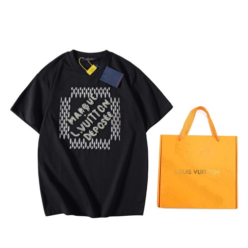 Louis Vuitton Luxury Brand Men Womens Short Sleeve T-Shirt Embroidered Signature Cotton T-Shirt 1AFJFH Whatsapp 【+1-3239614486】