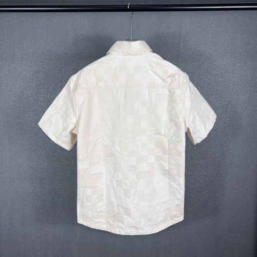 Louis Vuitton Mens Shirts Luxury Brand Mens Shirt Damier Short-Sleeved Denim Shirt 1AFQZL Top Quality Whatsapp 【+1-3239614486】