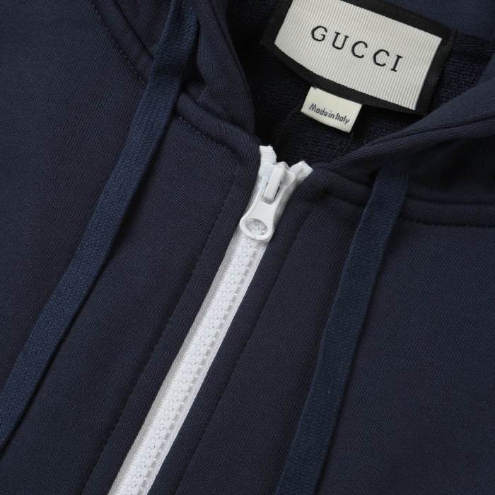 Gucci Womens Mens Zip Hoodie Luxury Brand Mens Sweatshirt Winter Fashion COTTON JERSEY SWEATSHIRT WITH PATCH Whatsapp【+1-3239614486】