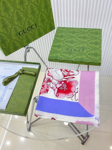 Gucci Scarves Womens Fashion Scarf GUCCI FLORAL PRINT SILK CARRÉ with Original Box Whatsapp【+1-3239614486】