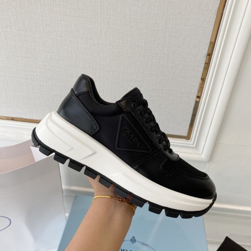 Prada Mens Shoes Casual Luxury Brand Breathable Sneakers with Original Box Downtown leather sneakers 2EE364_3LKG_F098Z with Original Box Whatsapp【+1-3239614486】