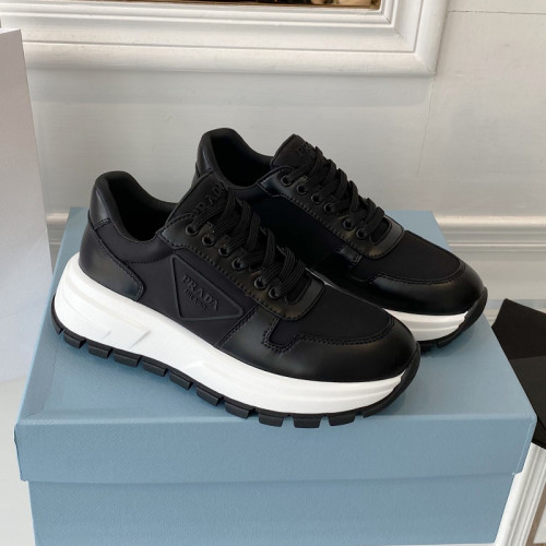 Prada Mens Shoes Casual Luxury Brand Breathable Sneakers with Original Box Downtown leather sneakers 2EE364_3LKG_F098Z with Original Box Whatsapp【+1-3239614486】