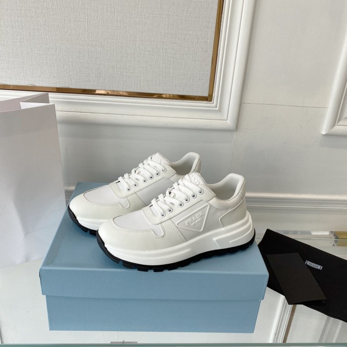 Prada Mens Shoes Casual Luxury Brand Breathable Sneakers with Original Box Downtown leather sneakers 2EE364_3LKG_F098Z with Original Box Whatsapp【+1-3239614486】