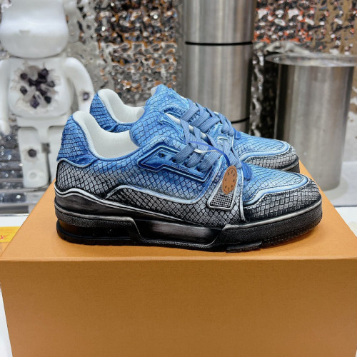 Louis Vuitton Mens Shoes Fashion Sneakers Design Luxury Brand LV TRAINER SNEAKER 1ABLVV Mix of materials with Original Box 1ABLUR Whatsapp 【+1-3239614486】