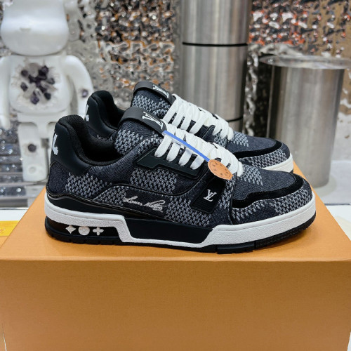 Louis Vuitton Mens Shoes Fashion Sneakers Design Luxury Brand LV TRAINER SNEAKER 1ABLVV Mix of materials with Original Box 1ABLUR Whatsapp 【+1-3239614486】