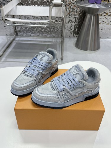 Louis Vuitton Mens Shoes Fashion Sneakers Design Luxury Brand LV TRAINER SNEAKER 1ABLVV Mix of materials with Original Box 1ABLUR Whatsapp 【+1-3239614486】