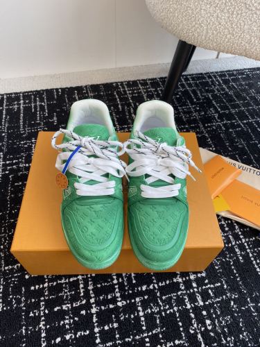 Louis Vuitton Mens Shoes Fashion Sneakers Design Luxury Brand LV TRAINER SNEAKER 1ABLVV Mix of materials with Original Box 1ABLUR Whatsapp 【+1-3239614486】