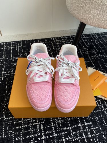 Louis Vuitton Mens Shoes Fashion Sneakers Design Luxury Brand LV TRAINER SNEAKER 1ABLVV Mix of materials with Original Box 1ABLUR Whatsapp 【+1-3239614486】