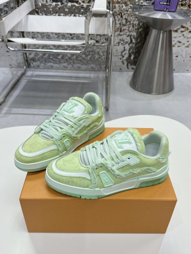 Louis Vuitton Mens Shoes Fashion Sneakers Design Luxury Brand LV TRAINER SNEAKER 1ABLVV Mix of materials with Original Box 1ABLUR Whatsapp 【+1-3239614486】