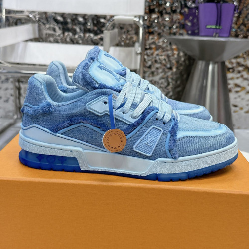 Louis Vuitton Mens Shoes Fashion Sneakers Design Luxury Brand LV TRAINER SNEAKER 1ABLVV Mix of materials with Original Box 1ABLUR Whatsapp 【+1-3239614486】