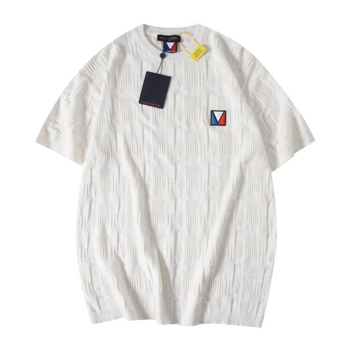 Louis Vuitton Luxury Brand Men Womens Short Sleeve T-Shirt Damier Jacquard Short-Sleeved Cotton Crewneck 1AFVRT Whatsapp 【+1-3239614486】