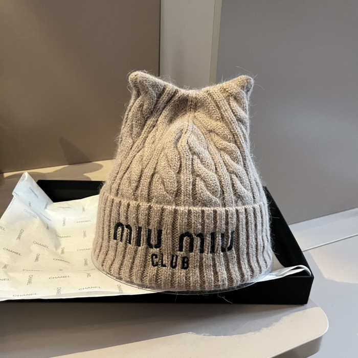 Miumiu Womens Cap Knit Hat Luxury Brand with Original Box Whatsapp 【+1-3239614486】