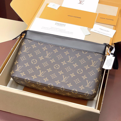 Louis Vuitton Mens Womens Bags Clutch Luxury Brand Fashion Type M82545 Pochette Voyage Souple Monogram Eclipse with Original Box Whatsapp【+1-3239614486】