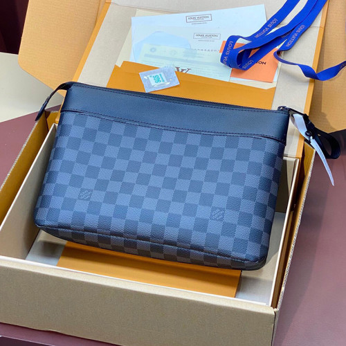 Louis Vuitton Mens Womens Bags Clutch Luxury Brand Fashion Type M82545 Pochette Voyage Souple Monogram Eclipse with Original Box Whatsapp【+1-3239614486】