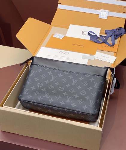 Louis Vuitton Mens Womens Bags Clutch Luxury Brand Fashion Type m82543 Pochette Voyage Souple Monogram Eclipse with Original Box Whatsapp【+1-3239614486】