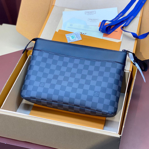 Louis Vuitton Mens Womens Bags Clutch Luxury Brand Fashion Type M82545 Pochette Voyage Souple Monogram Eclipse with Original Box Whatsapp【+1-3239614486】