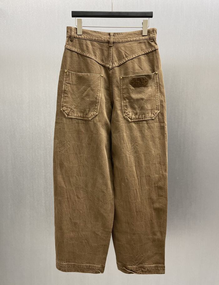 Louis Vuitton Luxury Brand Women Mens Pant Jeans Damier Workwear Denim Pants 1AFX42 Whatsapp 【+1-3239614486】