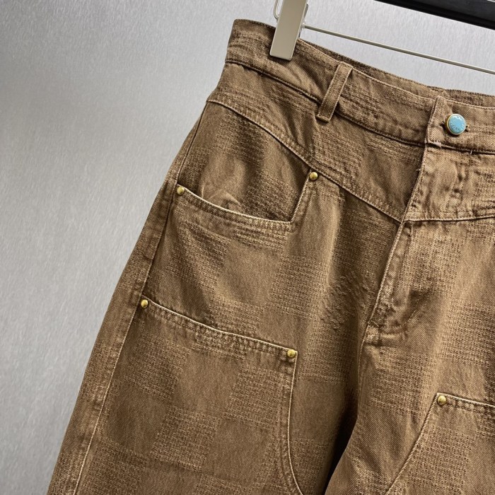 Louis Vuitton Luxury Brand Women Mens Pant Jeans Damier Workwear Denim Pants 1AFX42 Whatsapp 【+1-3239614486】