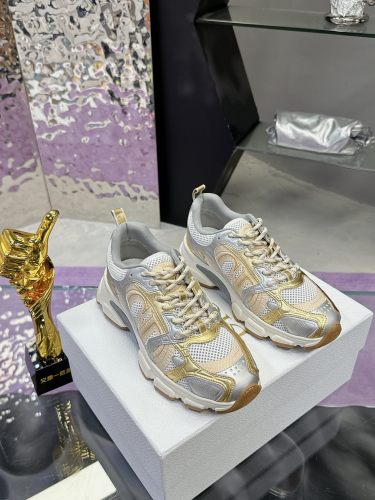 Dior Womens Shoes Sneakers Casual Luxury Brand Dior Chrono Sneaker Beige Mesh with Gold-Tone and Silver-Tone Laminated Leather-Effect Panels with Original Box KCK414TRL_S49G whatsapp【+1-3239614486】