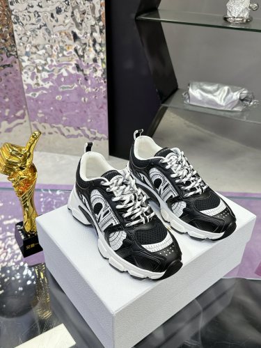 Dior Womens Shoes Sneakers Casual Luxury Brand Dior Chrono Sneaker Mesh and Black Leather-Effect Panels with Original Box KCK414TRM_S10W whatsapp【+1-3239614486】