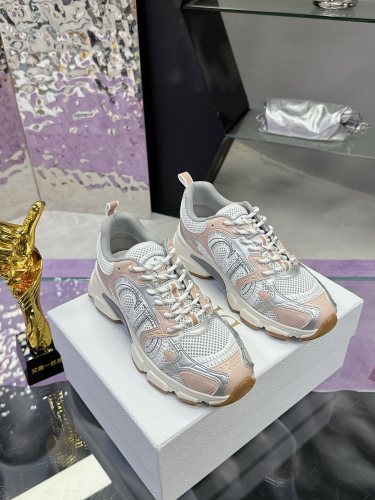 Dior Womens Shoes Sneakers Casual Luxury Brand Dior Chrono Sneaker White Mesh with Nude and Silver-Tone Laminated Leather-Effect Panels with Original Box KCK414TXX_S15U whatsapp【+1-3239614486】