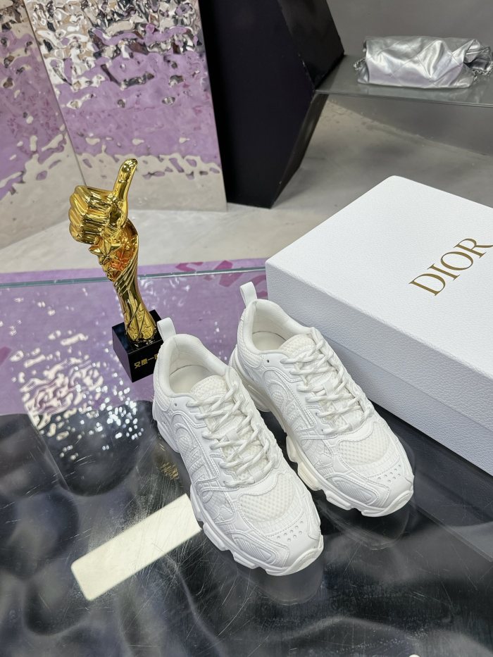 Dior Womens Shoes Sneakers Casual Luxury Brand Dior Chrono Sneaker Mesh and White Leather-Effect Panels with Original Box KCK414TRM_S10W whatsapp【+1-3239614486】