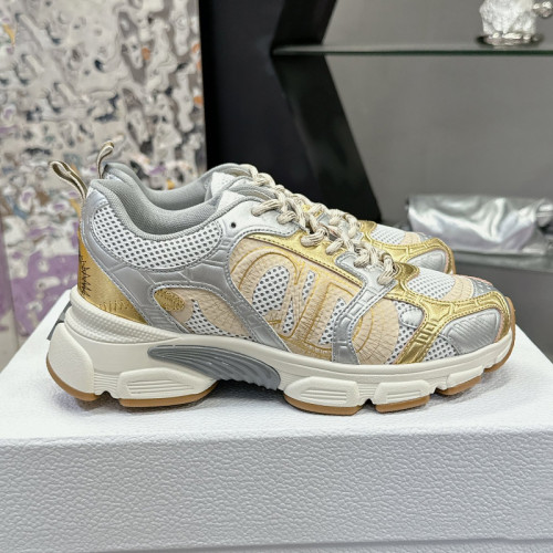 Dior Womens Shoes Sneakers Casual Luxury Brand Dior Chrono Sneaker Beige Mesh with Gold-Tone and Silver-Tone Laminated Leather-Effect Panels with Original Box KCK414TRL_S49G whatsapp【+1-3239614486】