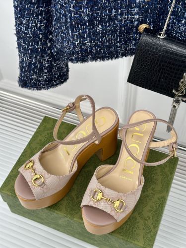Gucci Womens Shoes Slippers 11cm High Heel Gucci Luxury Brand WOMEN'S HORSEBIT FLATFORM SANDAL with Original Box Whatsapp 【+1-3239614486】