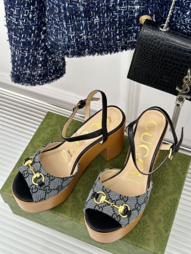 Gucci Womens Shoes Slippers 11cm High Heel Gucci Luxury Brand WOMEN'S HORSEBIT FLATFORM SANDAL with Original Box Whatsapp 【+1-3239614486】