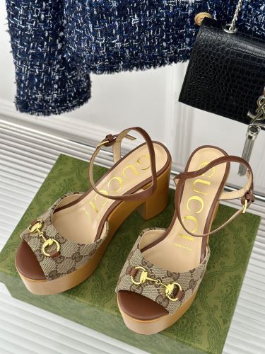 Gucci Womens Shoes Slippers 11cm High Heel Gucci Luxury Brand WOMEN'S HORSEBIT FLATFORM SANDAL with Original Box Whatsapp 【+1-3239614486】