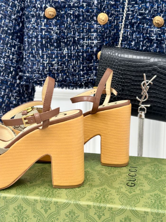 Gucci Womens Shoes Slippers 11cm High Heel Gucci Luxury Brand WOMEN'S HORSEBIT FLATFORM SANDAL with Original Box Whatsapp 【+1-3239614486】