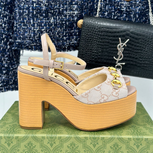 Gucci Womens Shoes Slippers 11cm High Heel Gucci Luxury Brand WOMEN'S HORSEBIT FLATFORM SANDAL with Original Box Whatsapp 【+1-3239614486】