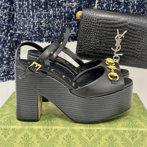 Gucci Womens Shoes Slippers 11cm High Heel Gucci Luxury Brand WOMEN'S HORSEBIT FLATFORM SANDAL with Original Box Whatsapp 【+1-3239614486】