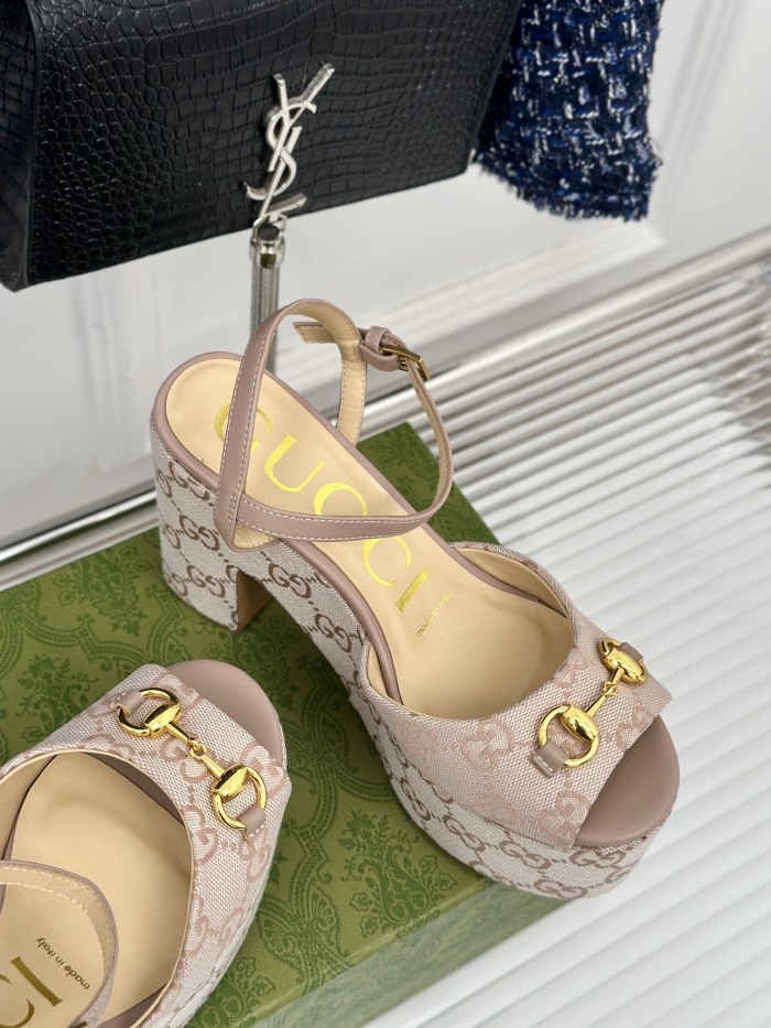 Gucci Womens Shoes Slippers 11cm High Heel Gucci Luxury Brand WOMEN'S HORSEBIT FLATFORM SANDAL with Original Box Whatsapp 【+1-3239614486】