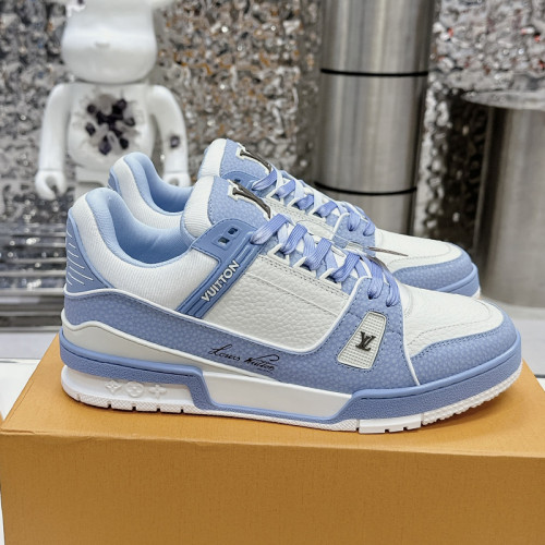 Louis Vuitton Mens Shoes Fashion Sneakers Design Luxury Brand LV TRAINER SNEAKER 1ABLVV Mix of materials with Original Box 1ABLUR Whatsapp 【+1-3239614486】