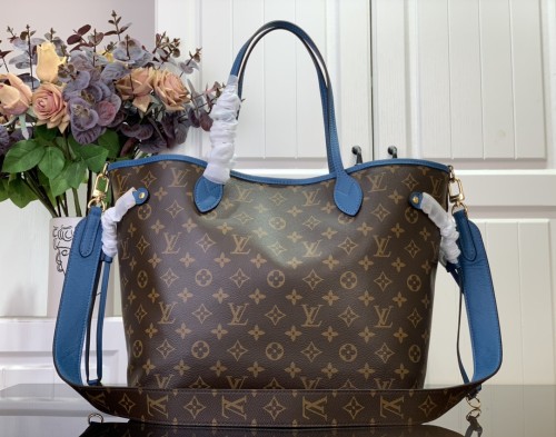 Louis Vuitton Womens Bags Handbags Luxury Brand Fashion Type LV Neverfull Bandouliére MM Inside Out Monogram/Blue Whatsapp 【+1-3239614486】