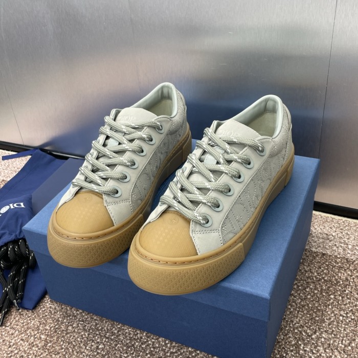 Dior Mens Shoes Sneakers DIORAND STONE ISLAND B33 Sneaker-LIMITEDAND NUMBERED EDITION Gray Dyed Cotton with Dior Oblique Motif 3SN303ZAM_H812 with Original Box