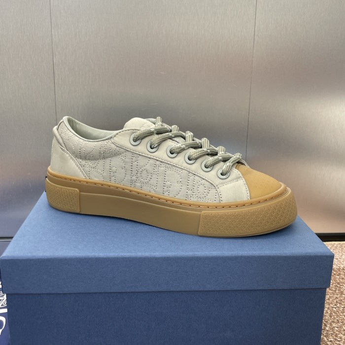 Dior Mens Shoes Sneakers DIORAND STONE ISLAND B33 Sneaker-LIMITEDAND NUMBERED EDITION Gray Dyed Cotton with Dior Oblique Motif 3SN303ZAM_H812 with Original Box