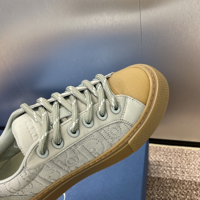 Dior Mens Shoes Sneakers DIORAND STONE ISLAND B33 Sneaker-LIMITEDAND NUMBERED EDITION Gray Dyed Cotton with Dior Oblique Motif 3SN303ZAM_H812 with Original Box